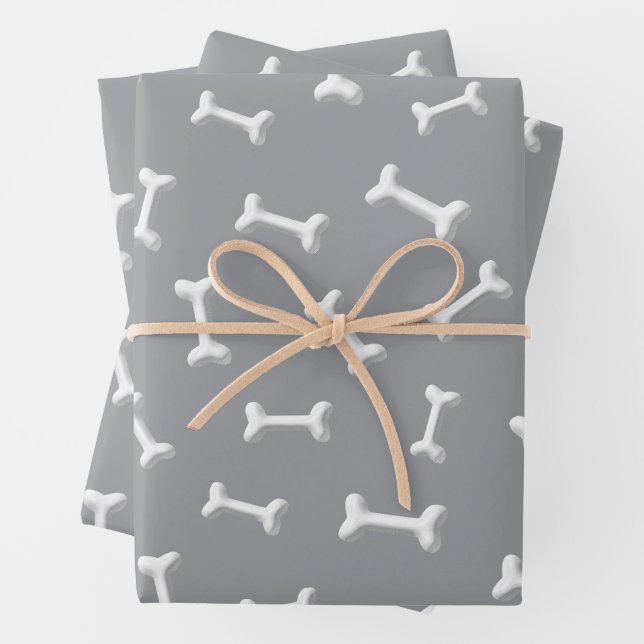 Feuille De Papier Cadeau White Bones On Gray Background Custom (En situation)