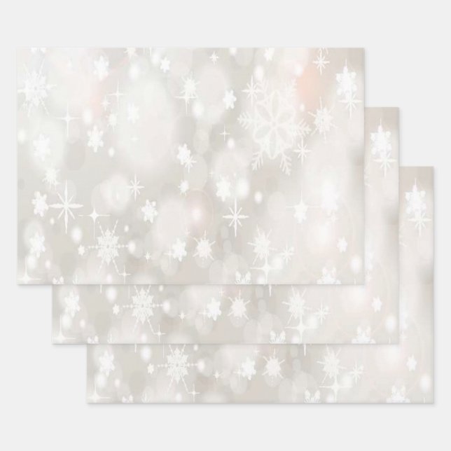 Feuille De Papier Cadeau White Christma Snowflakes Mistletoe (Lot)