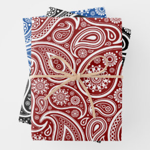 Feuille De Papier Cadeau White paisley pattern wrapppaper sheets