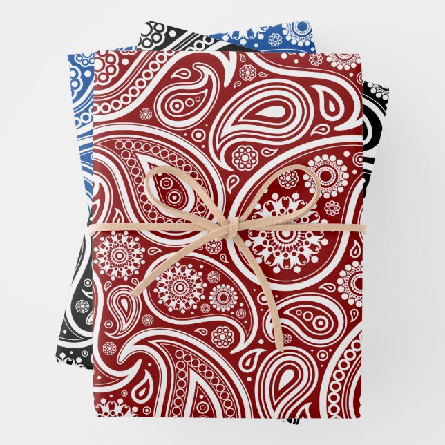 Feuille De Papier Cadeau White paisley pattern wrapppaper sheets (En situation)