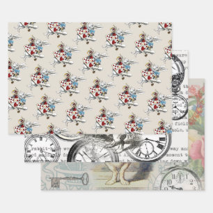 Feuille De Papier Cadeau White Rabbit Alice Wonderland Hearts Fourre-tout