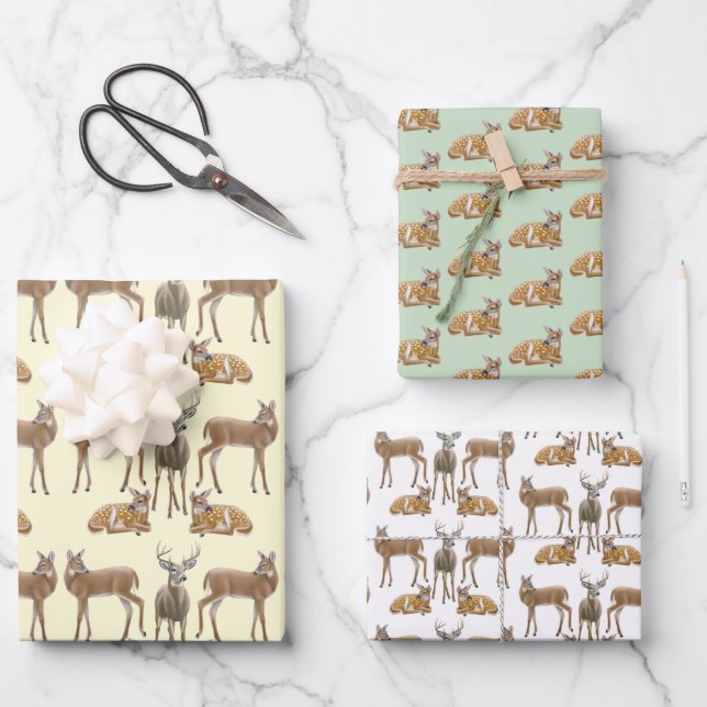 Feuille De Papier Cadeau White Tail Deer Wildlife Art (Recto)
