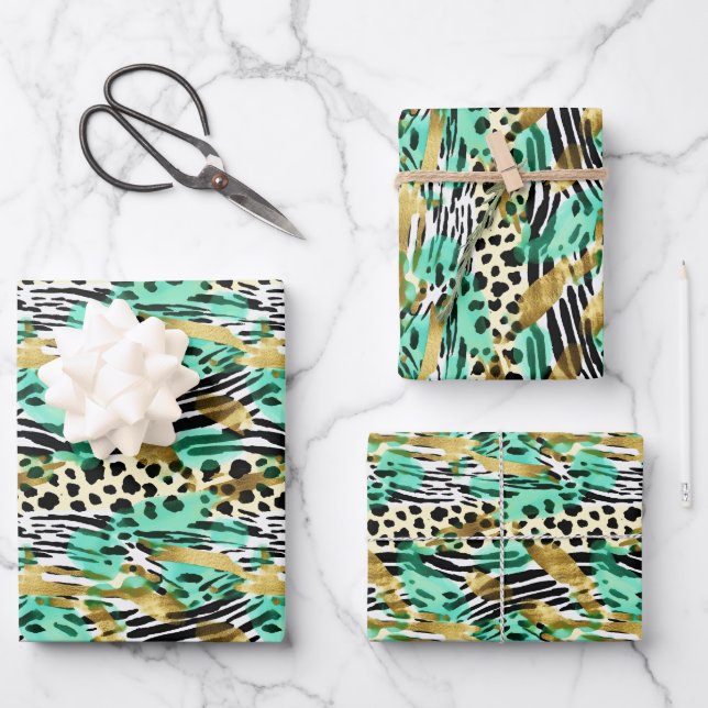 Feuille De Papier Cadeau Wild Ones Safari Animaux's Fur Prints Motif (Recto)