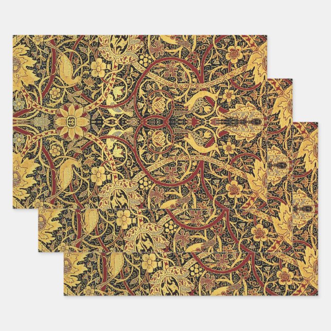 Feuille De Papier Cadeau William Morris Bullerswood Tapisserie Faux (Lot)