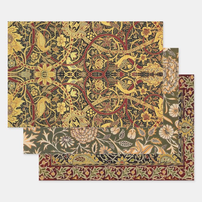 Feuille De Papier Cadeau William Morris Bullerswood Tapisserie Faux (Lot)