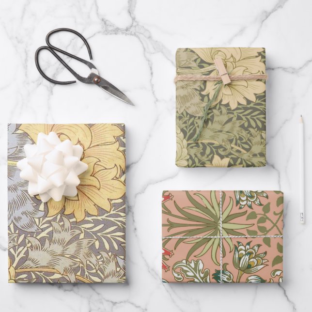 Feuille De Papier Cadeau William Morris Chrysanthemum Fleurs maman (Recto)