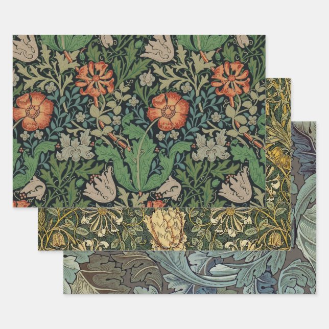 Feuille De Papier Cadeau William Morris Compton Fond d'écran classique (Lot)