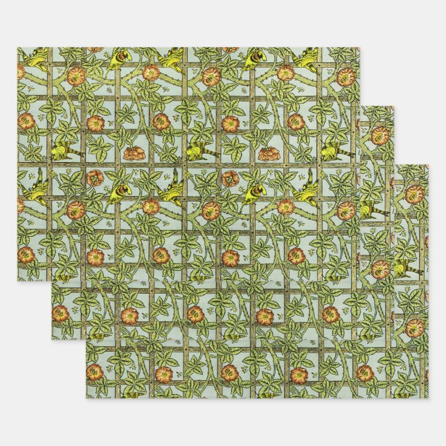 Feuille De Papier Cadeau William Morris Conception #5 (Lot)