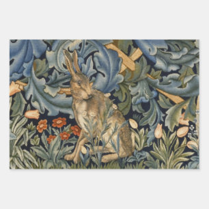 Feuille De Papier Cadeau William Morris Forest Rabbit Floral Art Nouveau