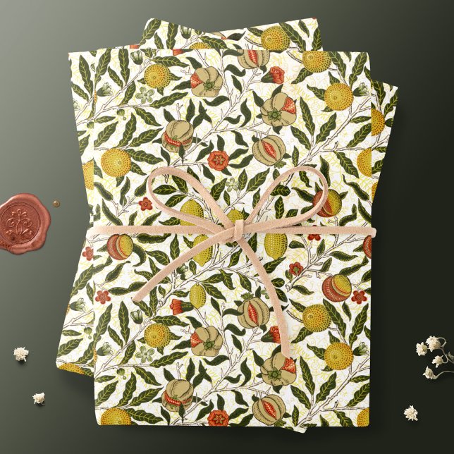 Feuille De Papier Cadeau William Morris grenade et fruits de citron (Créateur téléchargé)