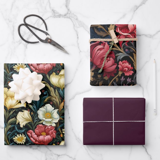 Feuille De Papier Cadeau William Morris Inspiré 3 (Recto)