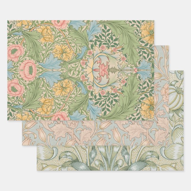 Feuille De Papier Cadeau William Morris Myrtle Fleur Floral Botanique (Lot)