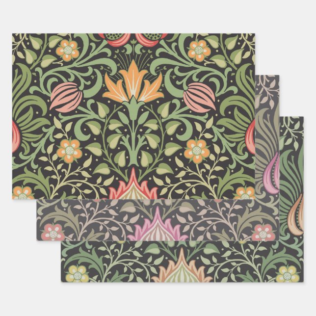 Feuille De Papier Cadeau William Morris Persian Floral Antique (Lot)