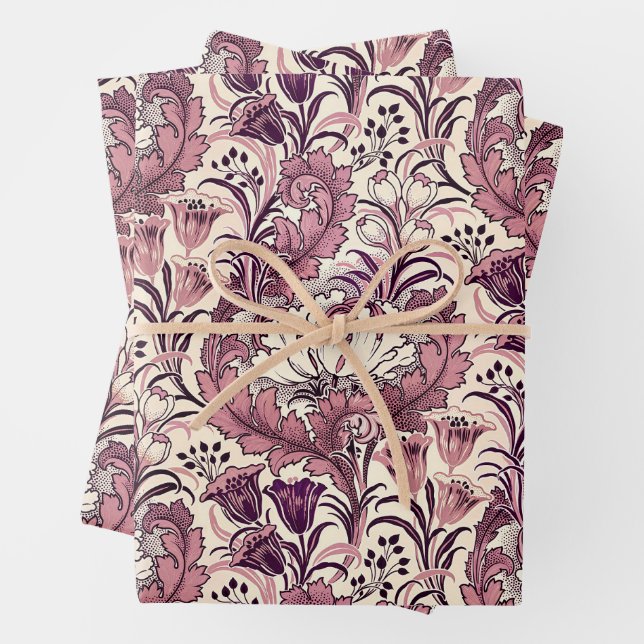 Feuille De Papier Cadeau William Morris Rose Gold Cream Motif Floral (En situation)