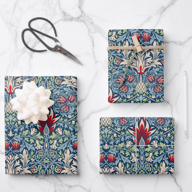 Feuille De Papier Cadeau William Morris Snakeshead Fritillaire Floral Desig (Recto)