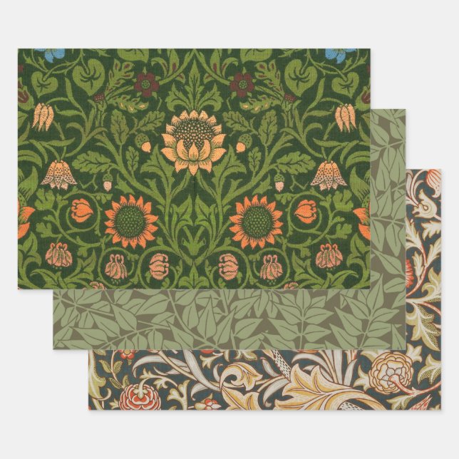 Feuille De Papier Cadeau William Morris Violet et Columbine Art Rug (Lot)