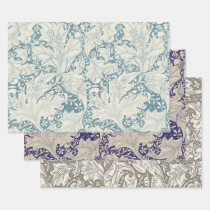 Feuille De Papier Cadeau William Morris Wallflower bleu damas floral