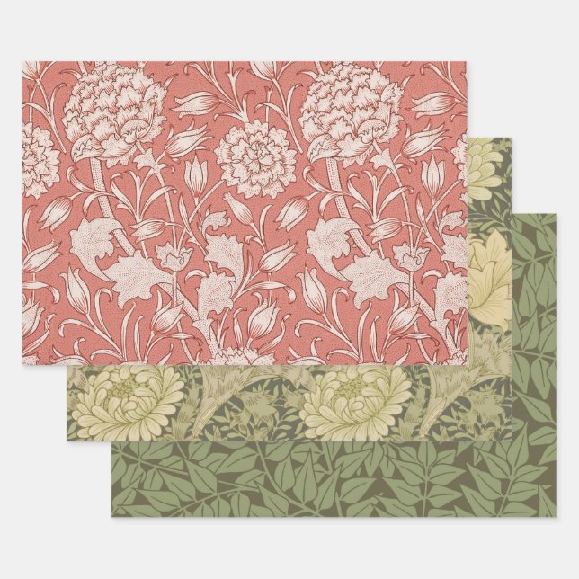 Feuille De Papier Cadeau William Morris Wild Tulip Classique Conception Vic (Lot)