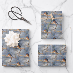 Feuille De Papier Cadeau Winter Bluebird Nature Motif