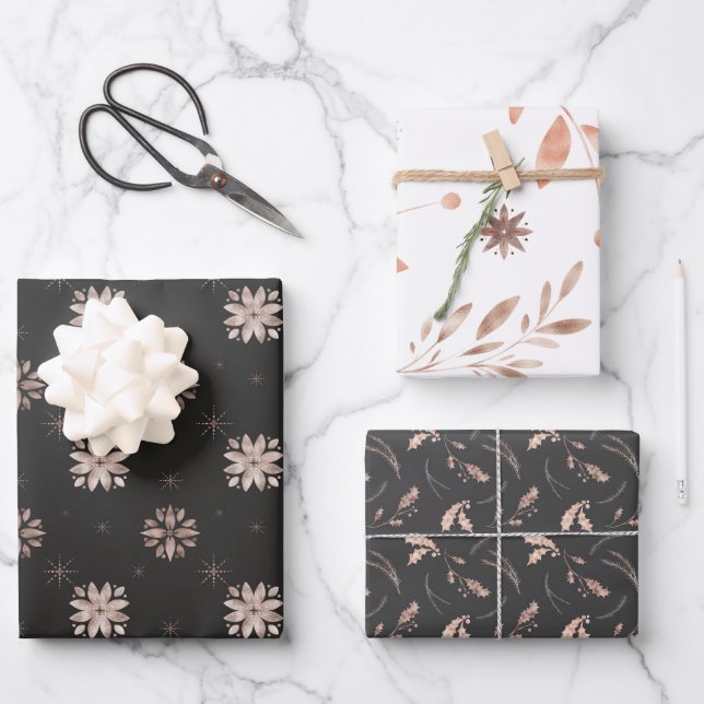 Feuille De Papier Cadeau Winter Nature Moderne Noël nordique (Recto)