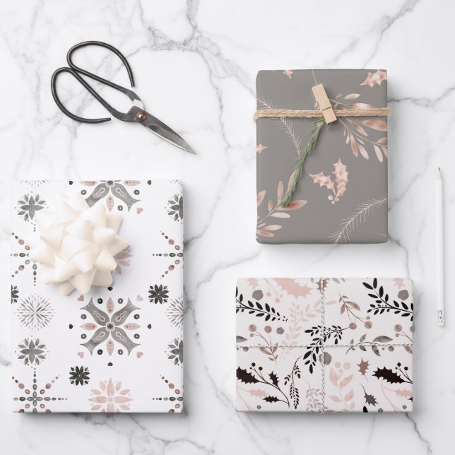 Feuille De Papier Cadeau Winter Nature Moderne Noël nordique (Recto)