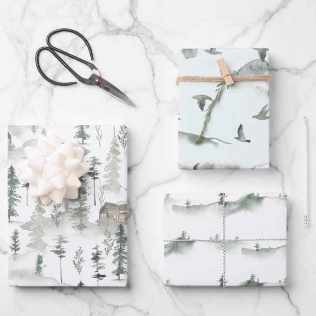 Feuille De Papier Cadeau Winter Wilderness Holiday Association (Recto)