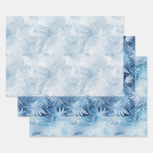 Feuille De Papier Cadeau Winter Wonderland Bleu gelé motif