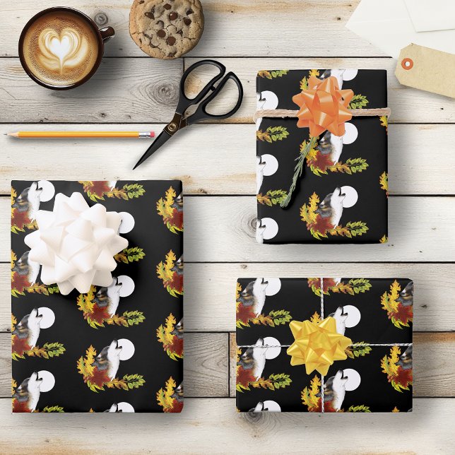 Feuille De Papier Cadeau Wolf Howling Moon (Créateur téléchargé)