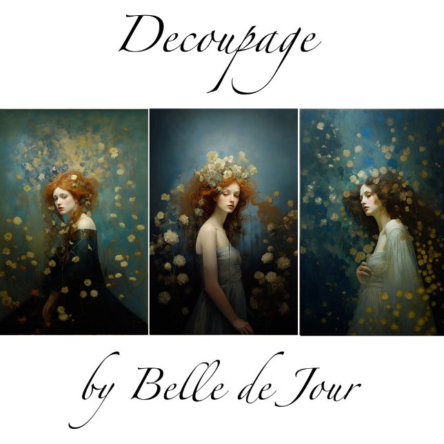 Feuille De Papier Cadeau Women's paintings with gold accents decoupage (Créateur téléchargé)