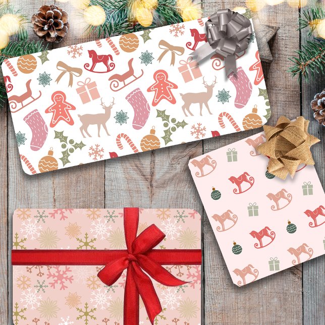 Feuille De Papier Cadeau Wonderland d'hiver en rose (Créateur téléchargé)
