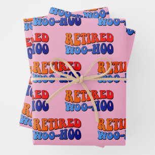 Feuille De Papier Cadeau Woo Hoo retraité Vintage Texte Super rose