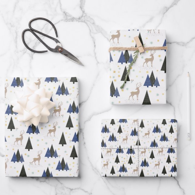 Feuille De Papier Cadeau Woodland Deer Holiday (Recto)