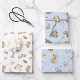 Feuille De Papier Cadeau WP bleu   Nom, Garçon Oh Garçon sur Jouets Vintage