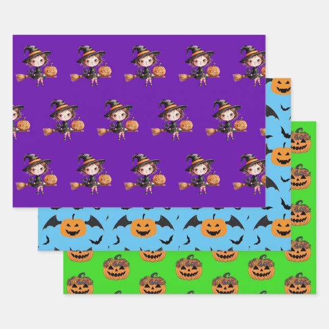 Feuille De Papier Cadeau Wrap Halloween de saison éffrayante Wrap Witchitch (Lot)