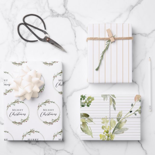 Feuille De Papier Cadeau Wrapping Paper Flat Sheet Set of 3 (Recto)