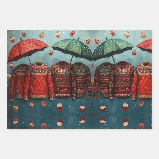 Feuille De Papier Cadeau Wrapping Paper Flat Sheet Set of 3 (Devant)