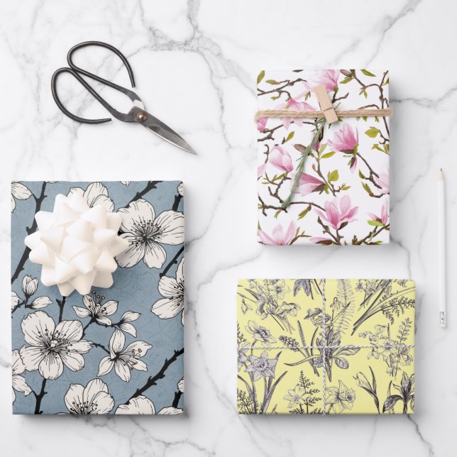 Feuille De Papier Cadeau Wrapping Paper Flat Sheet Set of 3 (Recto)