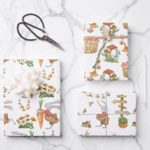 Feuille De Papier Cadeau Wrapping Paper Sheets - Autumn Fall Pumpkin Rabbit