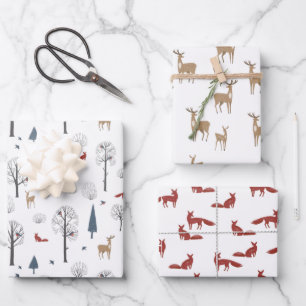 Feuille De Papier Cadeau Wrapping Paper Sheets - Winter Patterns