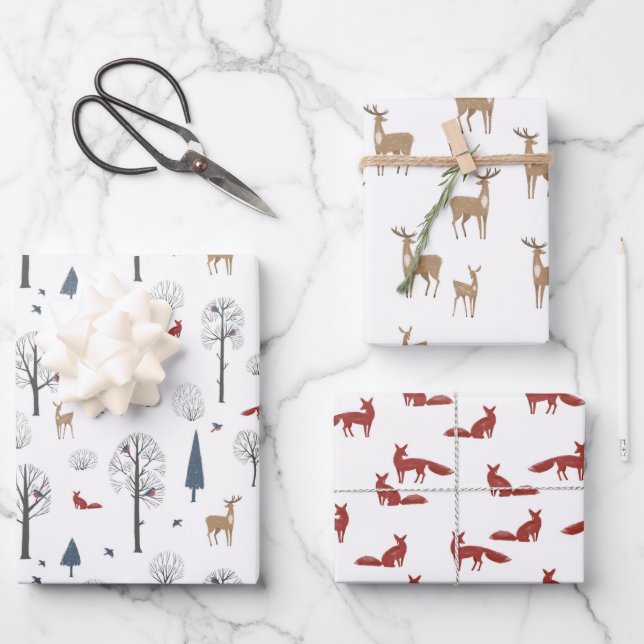 Feuille De Papier Cadeau Wrapping Paper Sheets - Winter Patterns (Recto)