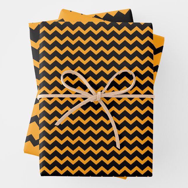 Feuille De Papier Cadeau Yellow & Black Zigzag Chevron Playful & Bold (Yellow & Black Zigzag Chevron Playful & Bold Wrapping Paper Sheets)