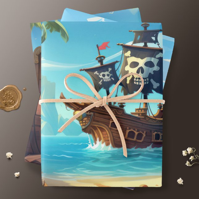 Feuille De Papier Cadeau Yo Ho Ho ! Anniversaire de Pirate Paradise Island (Créateur téléchargé)