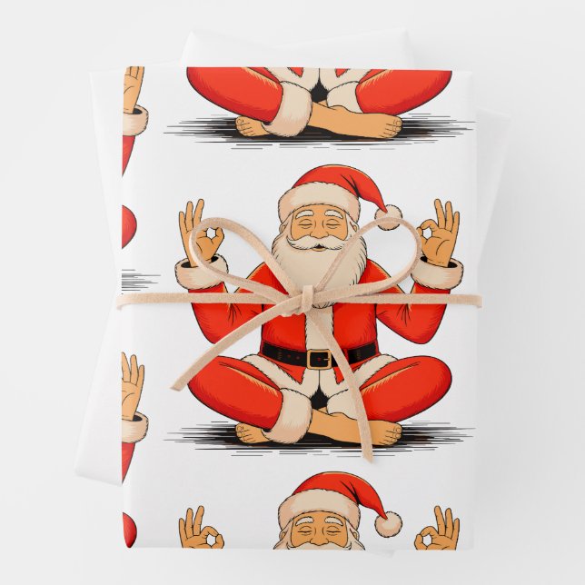 Feuille De Papier Cadeau Yoga Santa Namaste Meditation Christmas Holiday (En situation)