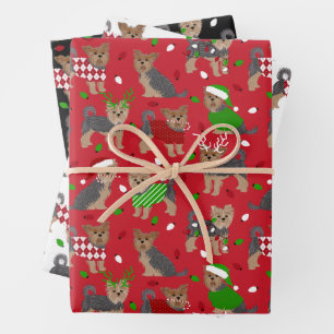 Feuille De Papier Cadeau Yorkie Christmas Yorkshire Terrier Dog