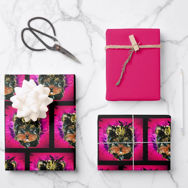 FEUILLE DE PAPIER CADEAU YORKIE POO (Recto)