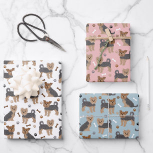 Feuille De Papier Cadeau Yorkshire Terrier Paws et Bones Yorkie Chien