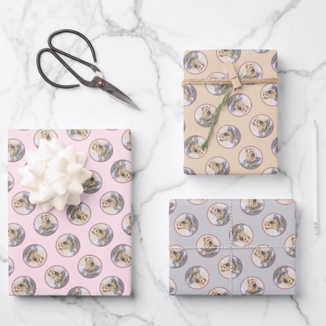 Feuille De Papier Cadeau Yorkshire Terrier Peinture mignonne Chien original (Recto)