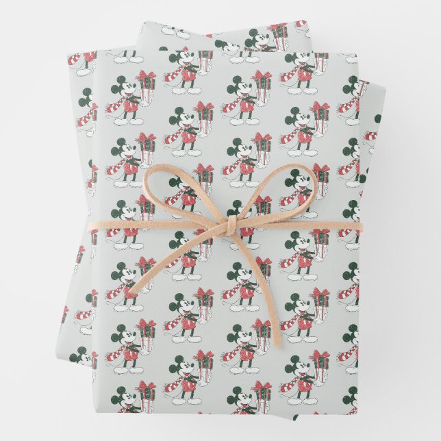 Feuille De Papier Cadeau Yuletide Joy | Joyeux Noël Mickey (En situation)