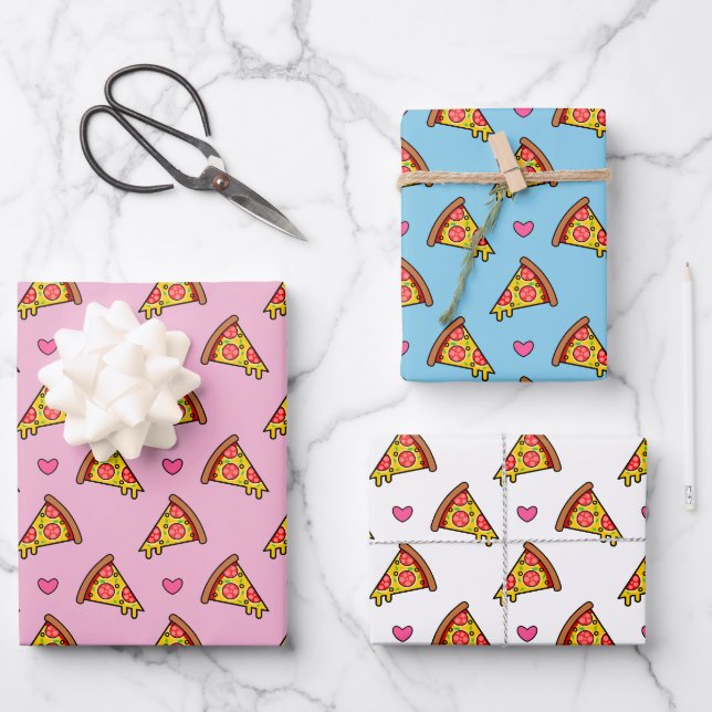 Feuille De Papier Cadeau Yummy Pizza Slices Motif (Recto)