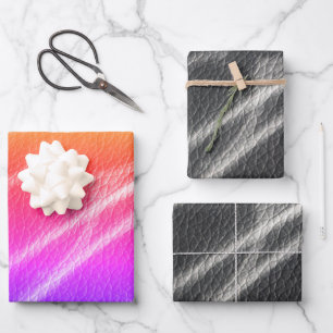 Feuille De Papier Cadeau Zany lignes modernes brillantes ou grèves